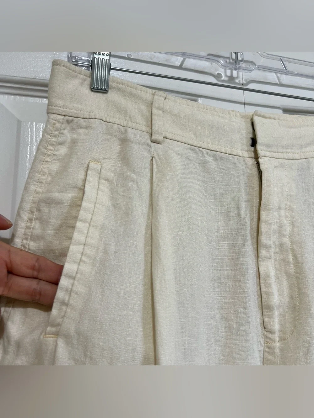 Everlane The Linen Way-High Drape Pant Wide-Leg Bone Cream Size 8